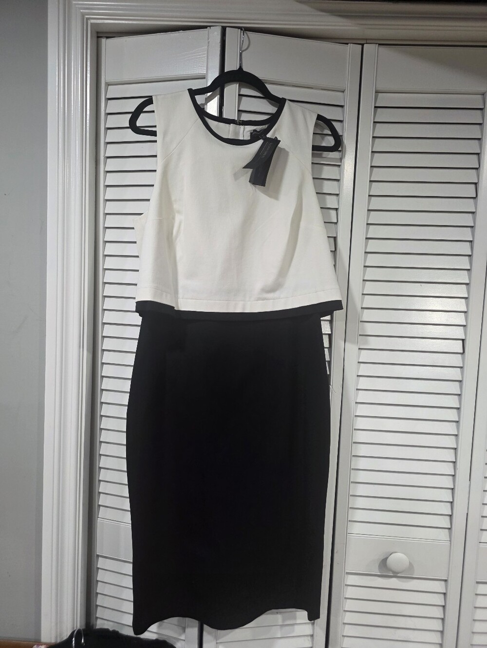 NEW Banana Republic Sloan Black White Color Block Ponte Shift Dress Stretch 14 - Picture 4 of 9
